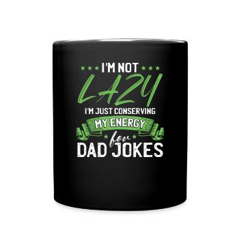 Papa Witz Lustiger Papa - Tasse einfarbig - Schwarz - Vorne