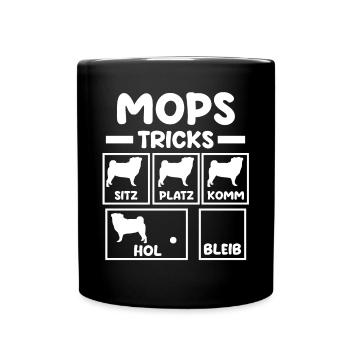 Hund Mops - Tasse einfarbig - Schwarz - Vorne