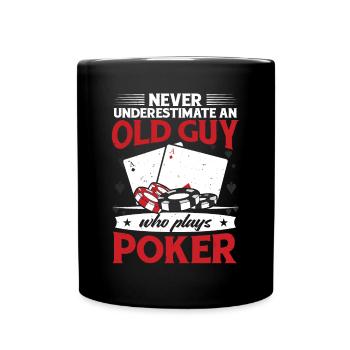 Grandpa Playing Cards Poker An Old Guy Who Plays P - Tasse einfarbig - Schwarz - Vorne