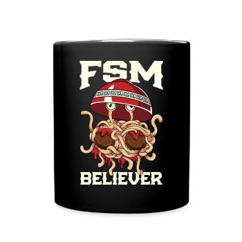 Fliegendes Spaghettimonster Pastafarianismus FSM - Tasse einfarbig - Schwarz - Vorne