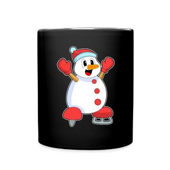 Schneemann Weihnachten Eislaufen - Full Colour Mug - black - Front