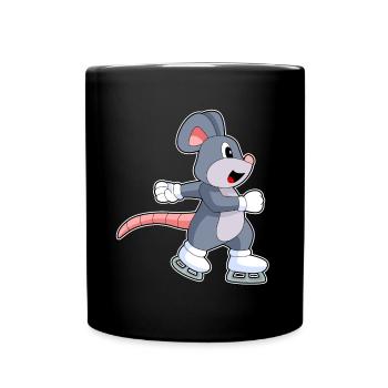Mouse Ice Skating Skates - Full Colour Mug - black - Front