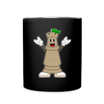 Schachfigur Turm Schach - Tasse einfarbig - Schwarz - Vorne