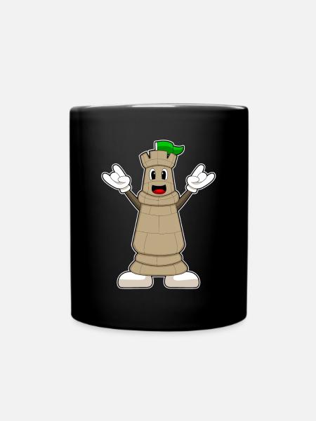 Schachfigur Turm Schach - Tasse einfarbig - Schwarz