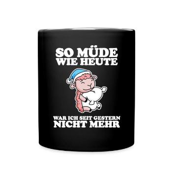 Schlafen Ausschlafen Faul - Tasse einfarbig - Schwarz - Vorne