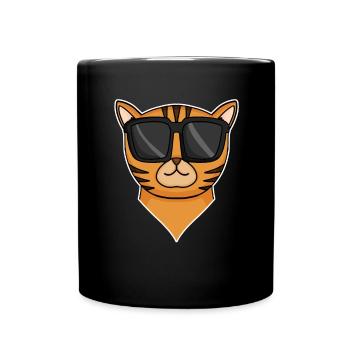cool cat with sunglasses - Full Colour Mug - black - Front