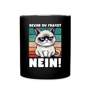 Grump Cat - Before You Ask No! Cynical saying - Full Colour Mug - black - Front