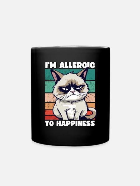Grump Cat - I'm Allergic To Happiness Sarkasmus - Tasse einfarbig - Schwarz