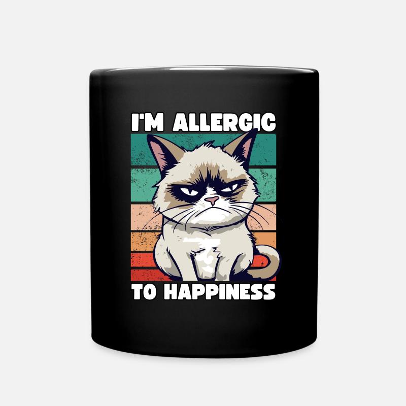 Grump Cat - I'm Allergic To Happiness Sarkasmus - Tasse einfarbig - Schwarz