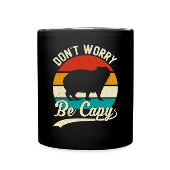 Retro Don't Worry Be Capy - Capybaras Capybara - Full Colour Mug - black - Front
