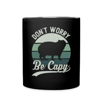 Retro Don't Worry Be Capy - Capybaras Capybara - Full Colour Mug - black - Front