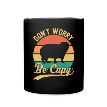 Retro Don't Worry Be Capy - Capybaras Capybara - Full Colour Mug - black - Front