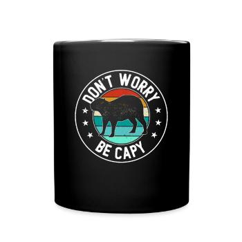 Retro Don't Worry Be Capy - Capybaras Capybara - Full Colour Mug - black - Front