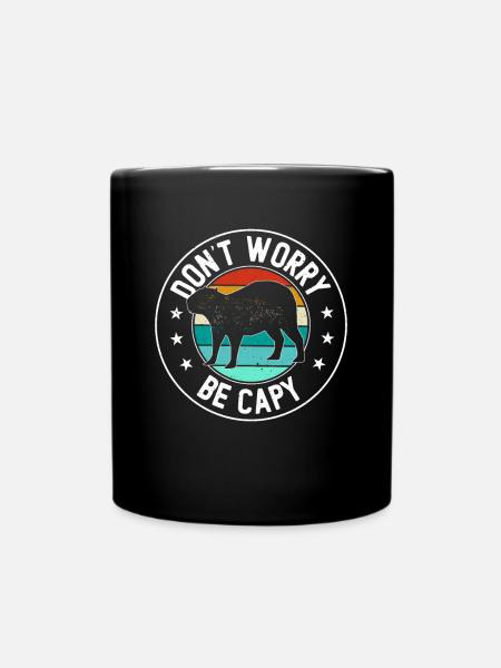 Retro Don't Worry Be Capy - Capybaras Capybara - Tasse einfarbig - Schwarz