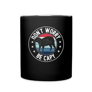 Retro Don't Worry Be Capy - Capybaras Capybara - Full Colour Mug - black - Front
