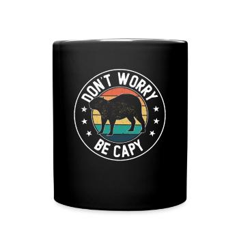 Retro Don't Worry Be Capy - Capybaras Capybara - Full Colour Mug - black - Front