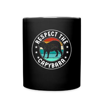 Retro Respect the Capybara - Capybara Fans - Tasse einfarbig - Schwarz - Vorne
