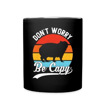 Retro Don't Worry Be Capy - Capybaras Capybara - Full Colour Mug - black - Front