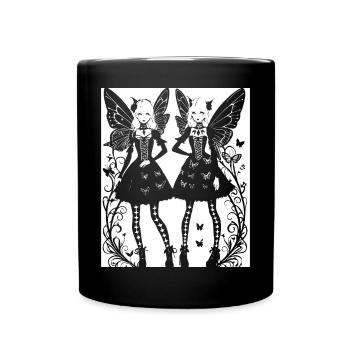 Fairycore Aesthetics Skeleton Fairy Goth Gothic G - Full Colour Mug - black - Front