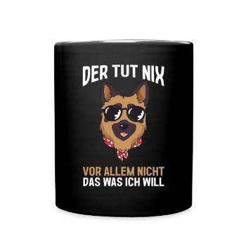Hund Schäferhund - Tasse einfarbig - Schwarz - Vorne