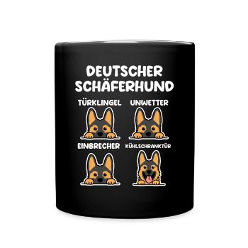 Hund Schäferhund - Tasse einfarbig - Schwarz - Vorne