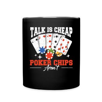 Lustiges Poker Chip Poker Spielerturnier - Tasse einfarbig - Schwarz - Vorne