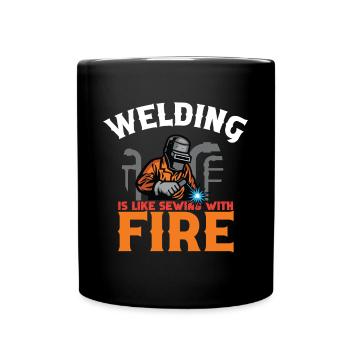 Schweißen Schweißer Spruch Schlosser - Tasse einfarbig - Schwarz - Vorne
