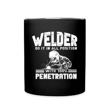 Schweißen Schweißer Spruch Schlosser - Tasse einfarbig - Schwarz - Vorne