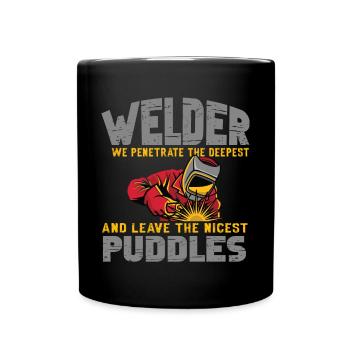 Schweißen Schweißer Spruch Schlosser - Tasse einfarbig - Schwarz - Vorne