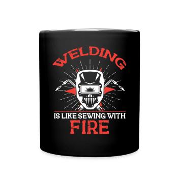 Schweißen Schweißer Spruch Schlosser - Tasse einfarbig - Schwarz - Vorne