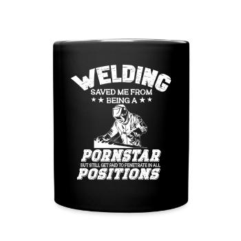 Schweißen Schweißer Spruch Schlosser - Tasse einfarbig - Schwarz - Vorne