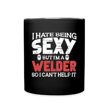 Schweißen Schweißer Spruch Schlosser - Tasse einfarbig - Schwarz - Vorne