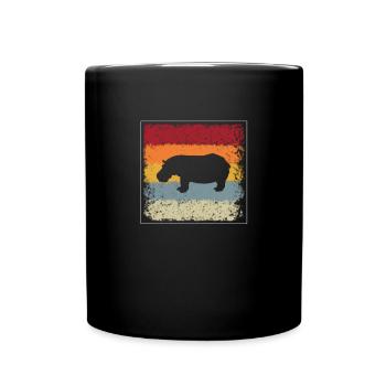 Nilpferd Retro - Tasse einfarbig - Schwarz - Vorne