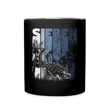 Ankylosaurus 7 Jahre Alt Dino 7. Geburtstag - Tasse einfarbig - Schwarz - Vorne