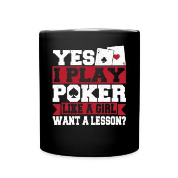 Aces Spades Bluffing Poker Yes I Play A Poker Like - Full Colour Mug - black - Front