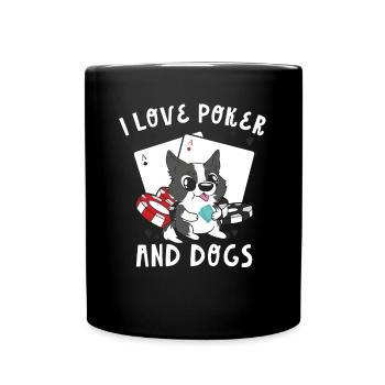 Playing Cards Flop Aces Spades I Love Poker And Do - Full Colour Mug - black - Front