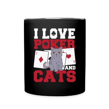 Aces Spades Flop Bluff I Love Poker And Cats Cardg - Full Colour Mug - black - Front