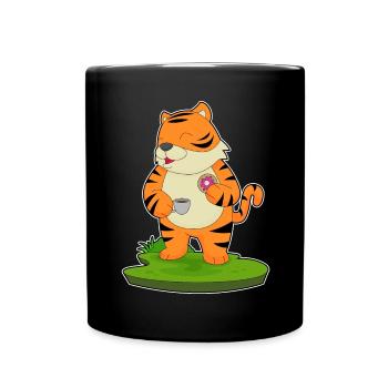 Tiger Kaffee Donut - Tasse einfarbig - Schwarz - Vorne