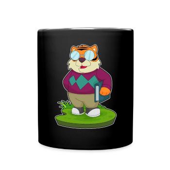 Tiger Rentner Buch - Tasse einfarbig - Schwarz - Vorne