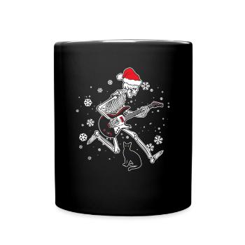 Chat de guitare squelette - Mug uni - noir - Devant