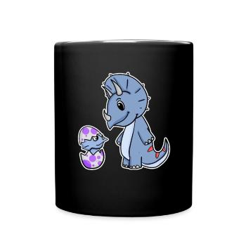Dinosaure avec bébé dinosaure - Dino - Mug uni - noir - Devant
