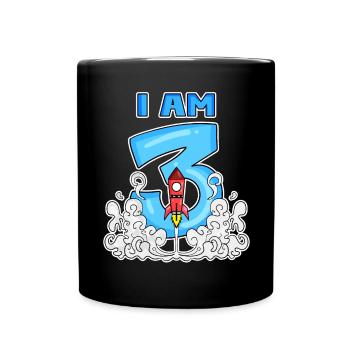 3 Birthday Boy Astronaut - three years - Full Colour Mug - black - Front