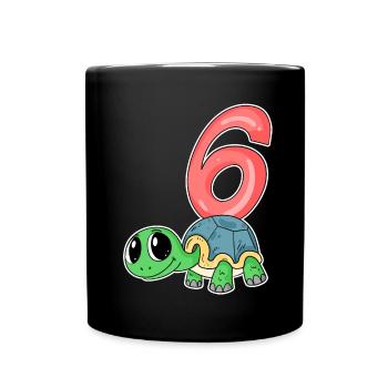 6 Birthday 6 years old with animal motif - six - Full Colour Mug - black - Front