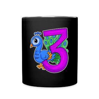 3 Geburtstag 3 Jahre alt mit Tier Motiv - drei - Tasse einfarbig - Schwarz - Vorne