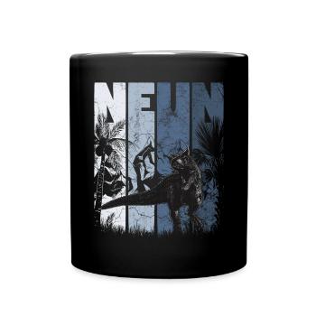 Carnotaurus 9 Jahre Alt Dino 9. Geburtstag - Tasse einfarbig - Schwarz - Vorne
