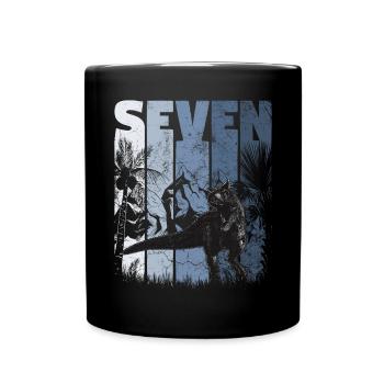 Carnotaurus 7 ans Dino 7ème anniversaire - Mug uni - noir - Devant