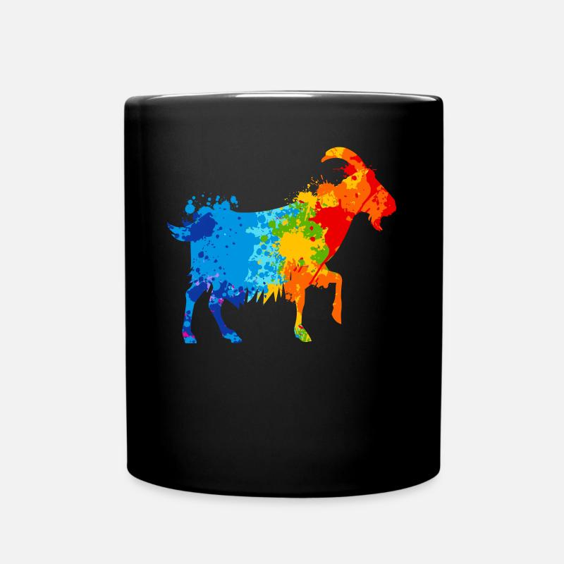 Goat Splash Art Farmer Animal Lover - Full Colour Mug - black