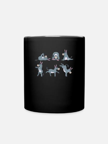 Yoga Esel - Tasse einfarbig - Schwarz