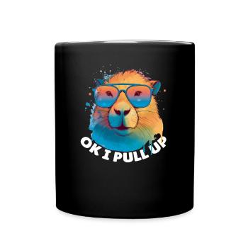 Capybara süße Tiere für Kinder Ok i pull up - Tasse einfarbig - Schwarz - Vorne