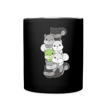 Agender Flag Pride LGBTQ Cute Squirrel Stack - Full Colour Mug - black - Front